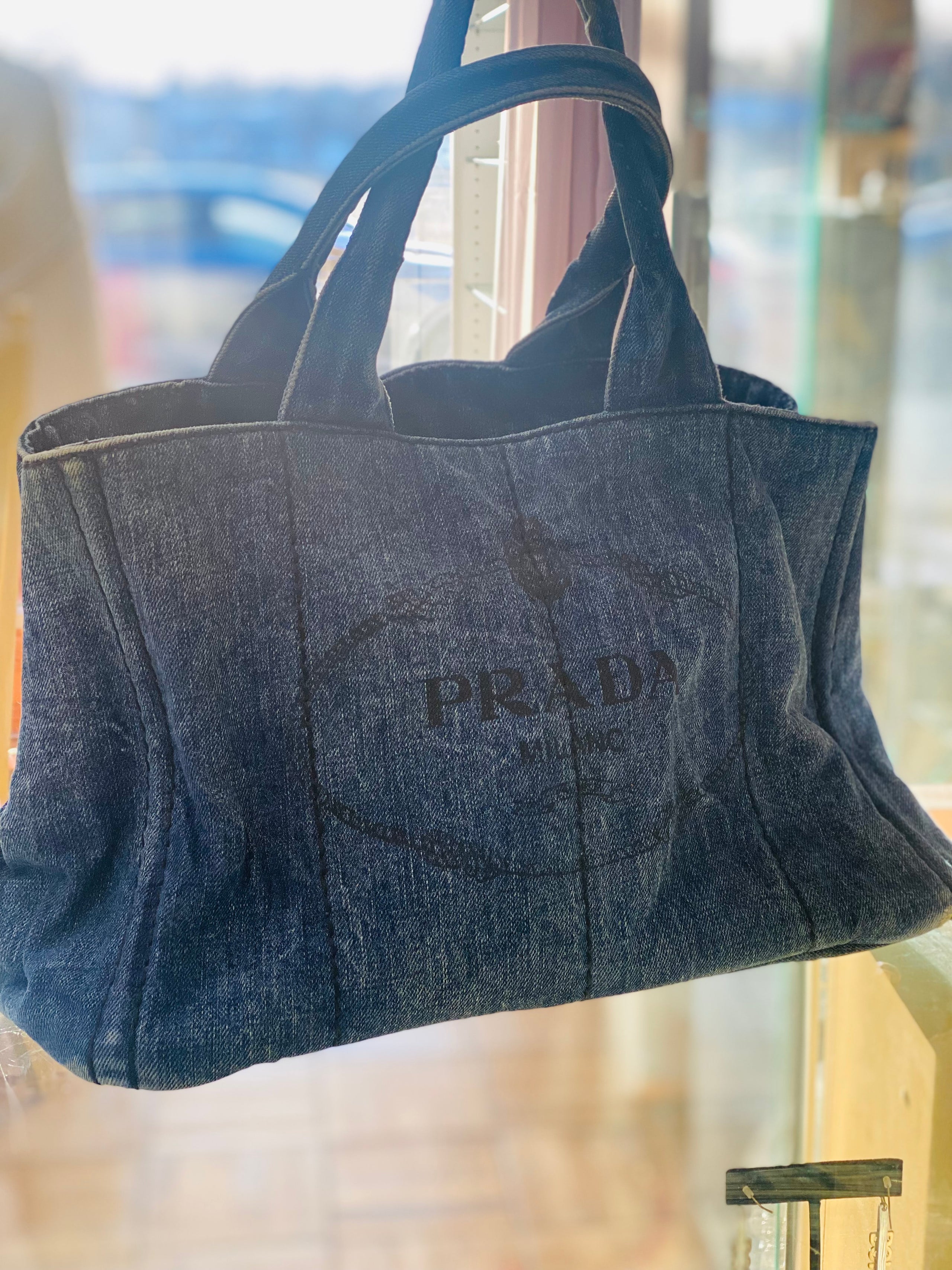 Prada large logo tote | La Glam Consignment Boutique