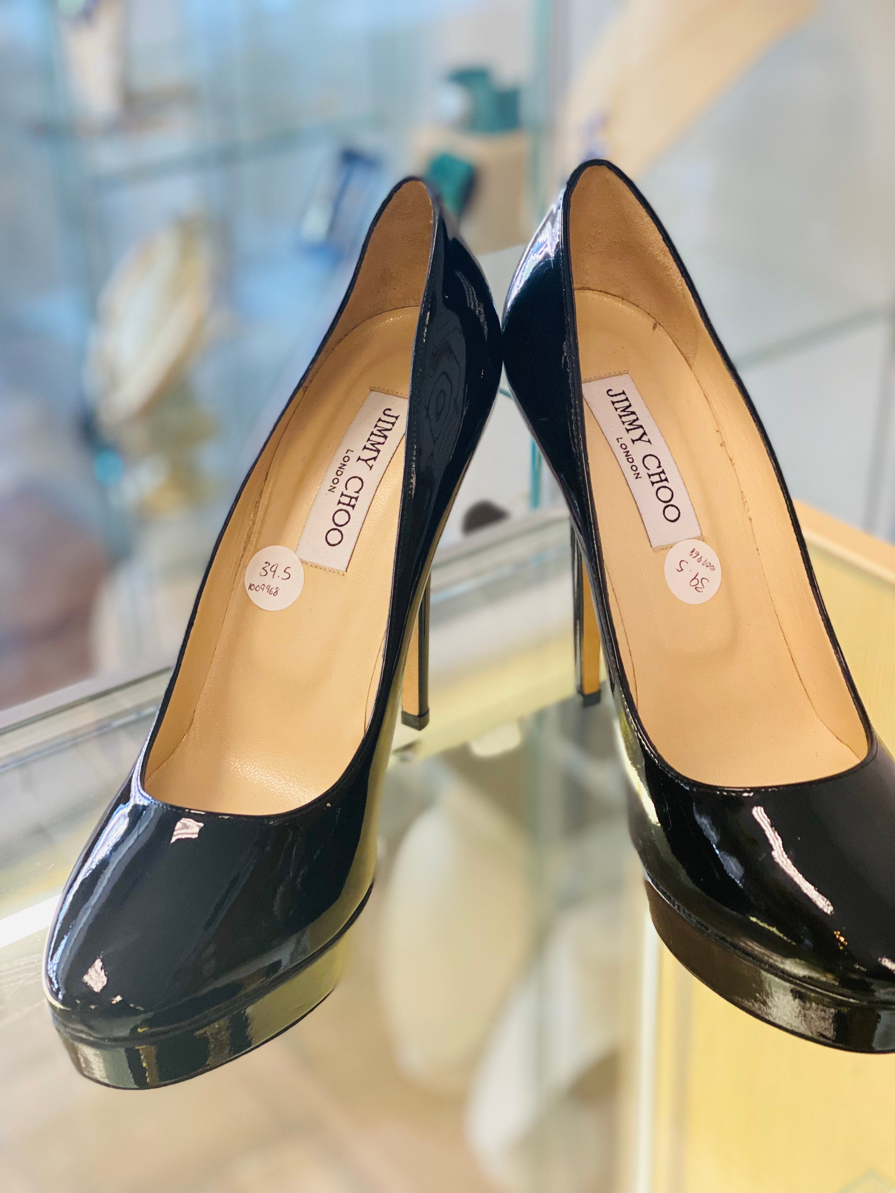 Jimmy Choo Black Suede and Patent Leather Doll Caged Round Toe Pumps Size  40 Jimmy Choo | TLC
