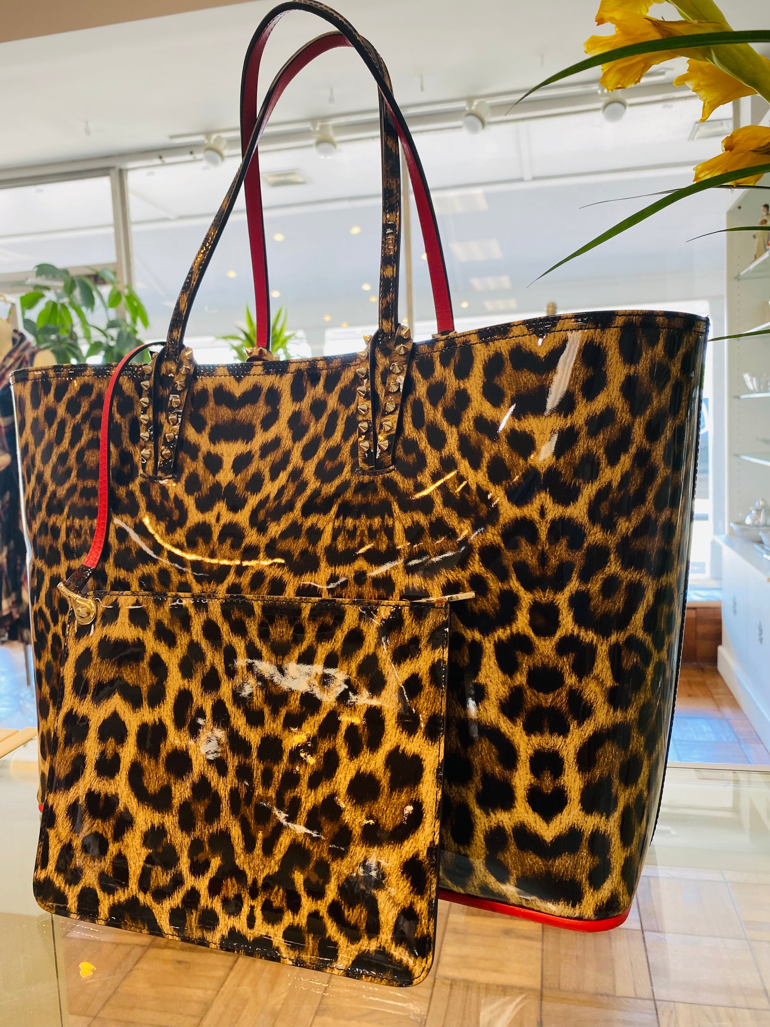 Christian louboutin leopard tote discount